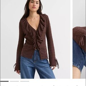 LOFT Chocolate Brown Ruffled Blouse